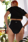 Aluna calzón menstrual Modelador Print negro con estampado burdeo, atrás, flujo alto, absorbente, hipoalergénico, antibacteriano, absorbente