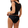 Aluna calzón menstrual Nocturno negro trasero, detalle luna, flujo alto, en oferta, absorbente, hipoalergénico, antibacteriano, absorbente