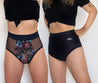 PAck de 2 Aluna calzones menstruales, modelador y modelador flower estampado con transparencia, frente, flujo alto y flujo medio, absorbente, hipoalergénico, antibacteriano, absorbente